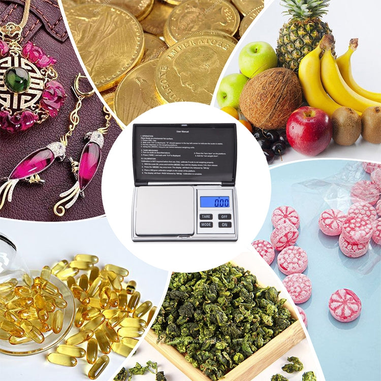 Digital jewelry scale centered with open platform and bright LCD display for weighing
