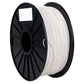 PLA filament spool, white filament close-up wound on black reel.
