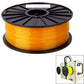 Orange PLA 3D printer filament spool on black reel, 3.0 mm transparent filament.