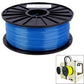 Blue PLA filament spool on black reel for 3D printing, 3.0 mm diameter.