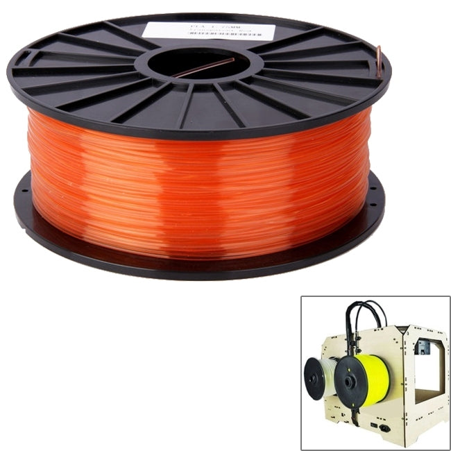 Orange PLA 3D printer filament spool on black reel, 3.0 mm diameter.