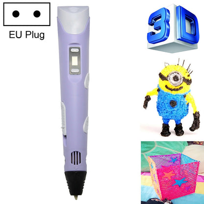 Handheld 3D printing pen, lavender body with EU plug buttons and nozzle