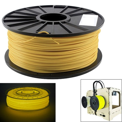 ABS 3D printer filament spool, yellow filament wound on a black reel