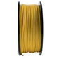 Yellow ABS 3D printer filament coiled on a black spool reel
