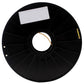 Yellow filament end on a black ABS 3D printer filament spool reel