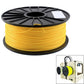 Fluorescent yellow ABS 3D printer filament spool on black reel
