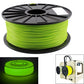 Neon green 3D printer filament spool on black reel, with glowing inset