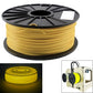 3D printer filament spool with golden yellow ABS filament on black reel