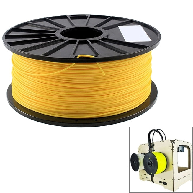 Fluorescent yellow ABS 3D printer filament spool with coiled filament