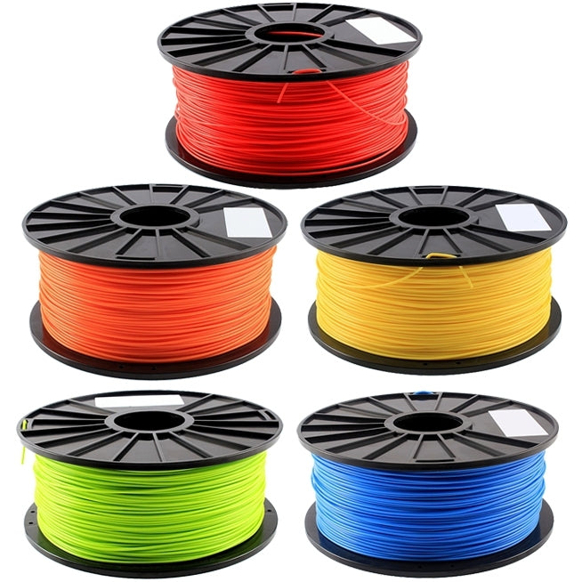 Fluorescent ABS filament spool set: red, yellow, green, and blue