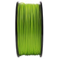 Neon-green luminous PLA filament wound on spool, side view