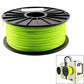 Green PLA filament spool on black reel, top view with wound filament