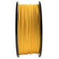 Yellow PLA filament on a compact spool, full roll view