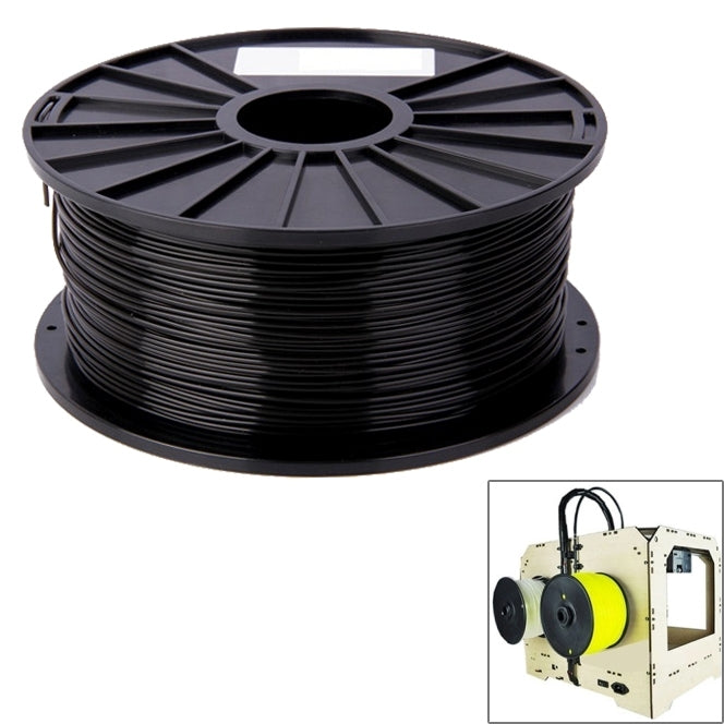 Dark PLA 3D printer filament spool on a black reel, 3.0 mm filament.