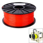 Red PLA 3D printer filament spool on a black reel, 3.0 mm filament.