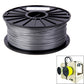 Silver PLA 3D printer filament spool on a black reel, 3.0 mm filament.