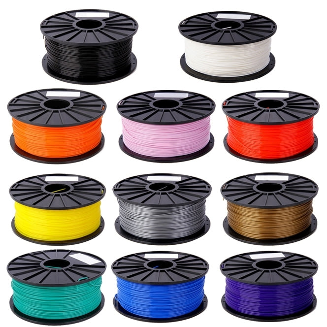PLA filament spool assortment set with multiple colors on black reels