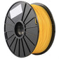 Close-up fluorescent yellow PLA filament on black spool