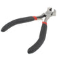 End nipper pliers angled view with black grips and red band near the hinge