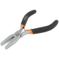 4.5-inch flat-nose pliers, silver jaws with black grips and orange accents