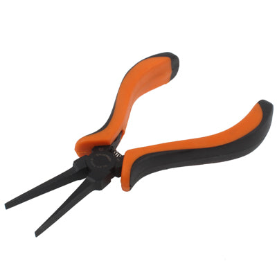 4.5-inch thin flat pliers with orange handles and black jaws