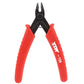 Mini cutter pliers with red insulated grips and black jaws, YTH -109 text