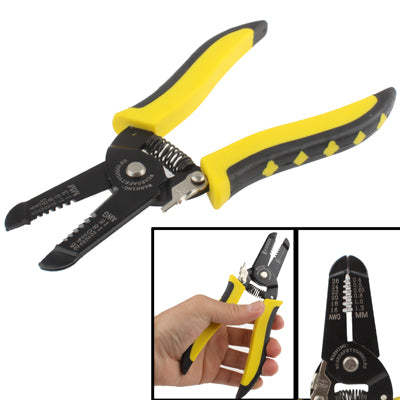 Wire stripping and cutting pliers with yellow-and-black insulated handles