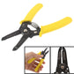 Wire stripper pliers with yellow grips and black cutting and stripping jaws