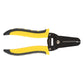 Wire stripper cutter pliers side view, yellow grips and black cutting jaws