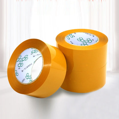 Yellow adhesive tape rolls, two-spool set