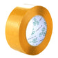 Yellow adhesive tape roll with visible inner core