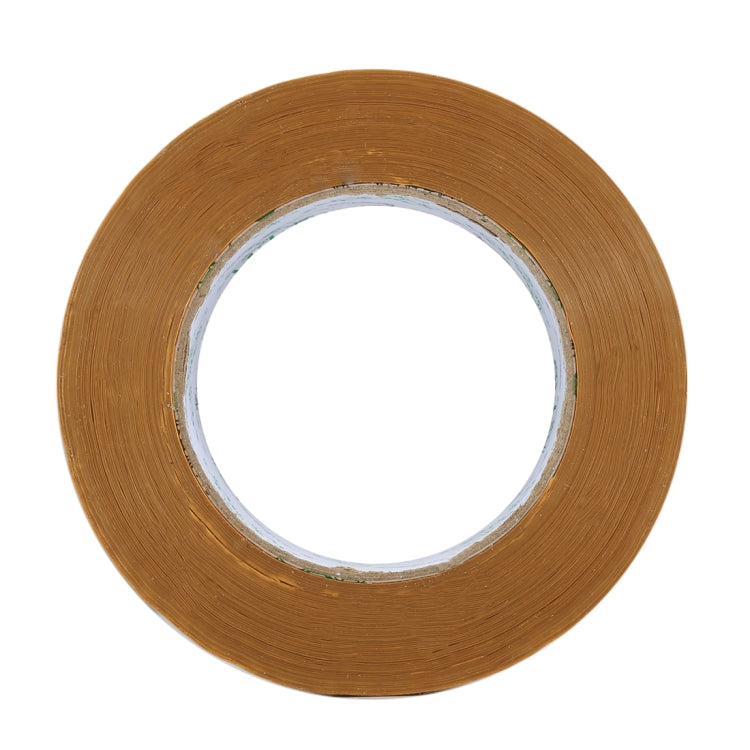 Yellow adhesive tape ring roll with clear inner opening
