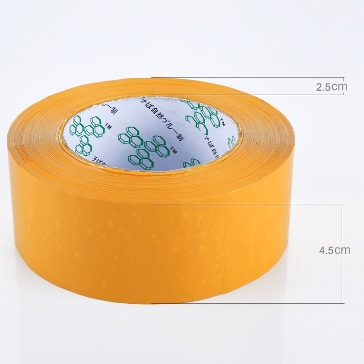 Yellow adhesive tape roll with size marks 2.5cm and 4.5cm