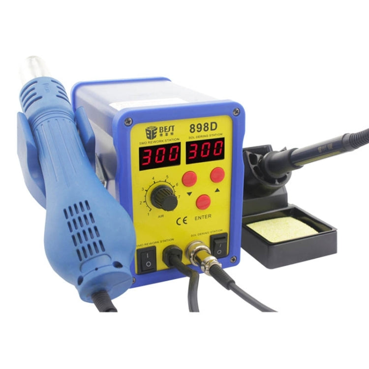 Blue 2-in-1 hot air rework station with LED temperature display and controls