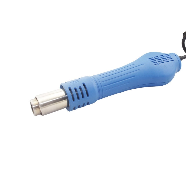 Blue hot air gun with metal nozzle and vented barrel
