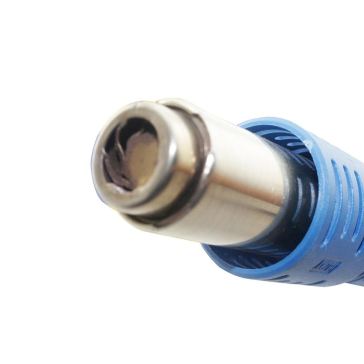 Hot air gun nozzle end with metal air outlet