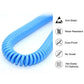 Blue coiled anti-static grounding cable with protective sheath, close-up