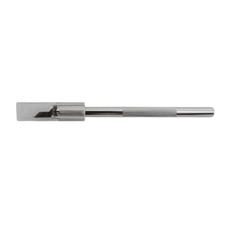 Cutting knife with exposed blade and knurled metal grip