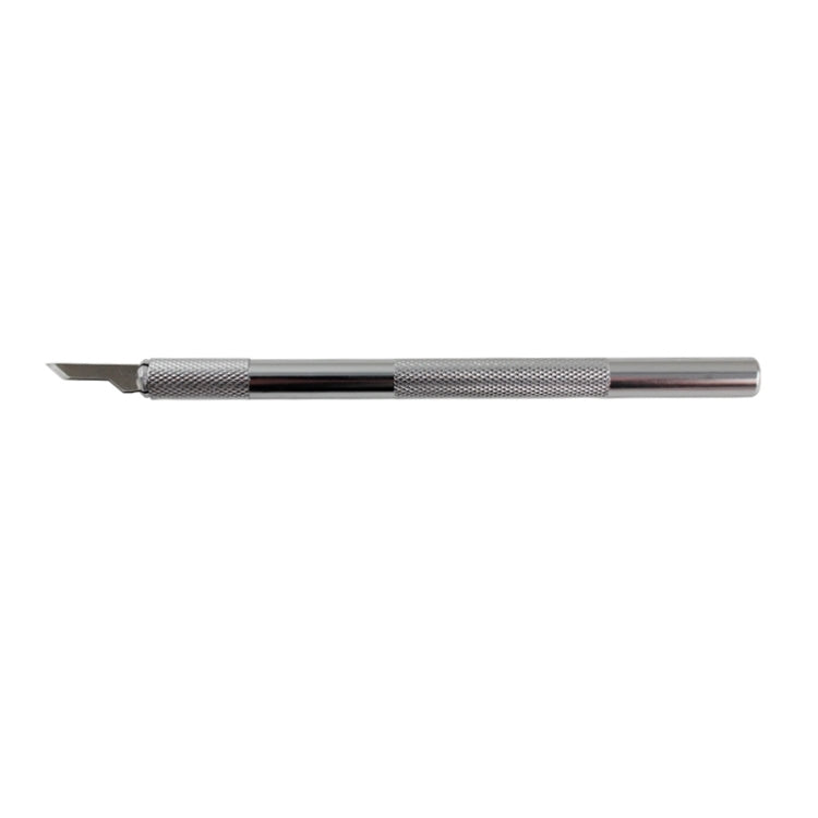 Precision cutting knife with angled blade and knurled handle