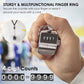 Metal finger-ring hand tally counter with 4-digit display held in a hand
