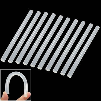 Transparent white hot melt glue stick set: 10 clear rods, 270 x 11mm