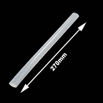Clear hot melt glue stick rod, 270mm length, smooth transparent white cylinder