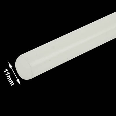 Transparent white hot melt glue stick, 11mm diameter, smooth rounded end