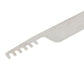 Metal lock opener tool close-up with notched teeth and round hanging hole