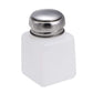 100ml push-down dispenser bottle with white body and closed silver cap