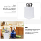 White dispenser bottle with silver push-down pump cap for liquids