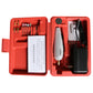 Multi-function super mini electric drill set in open red case with bit organizer and charger