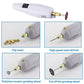 White mini electric drill with brass chuck and polishing/grinding wheel accessories