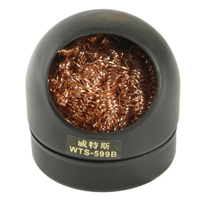 Soldering iron tip cleaner base with copper wire mesh insert