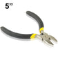 5 in chrome diagonal pliers with black handles and yellow grip